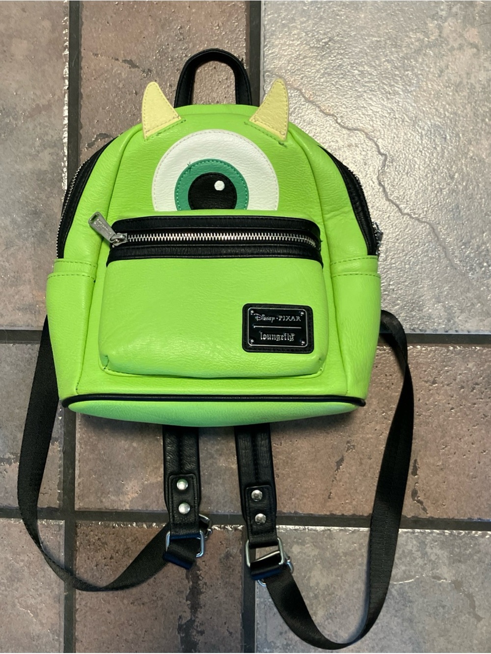 Loungefly Mike Wazowski Mini Backpack - Lime Green with Black Accents